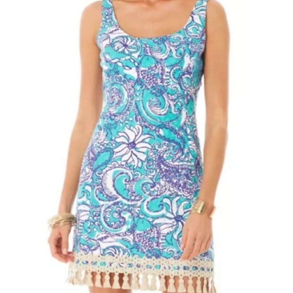 Lilly Pulitzer Turquoise, White & Purple Paisley Mini Dress
